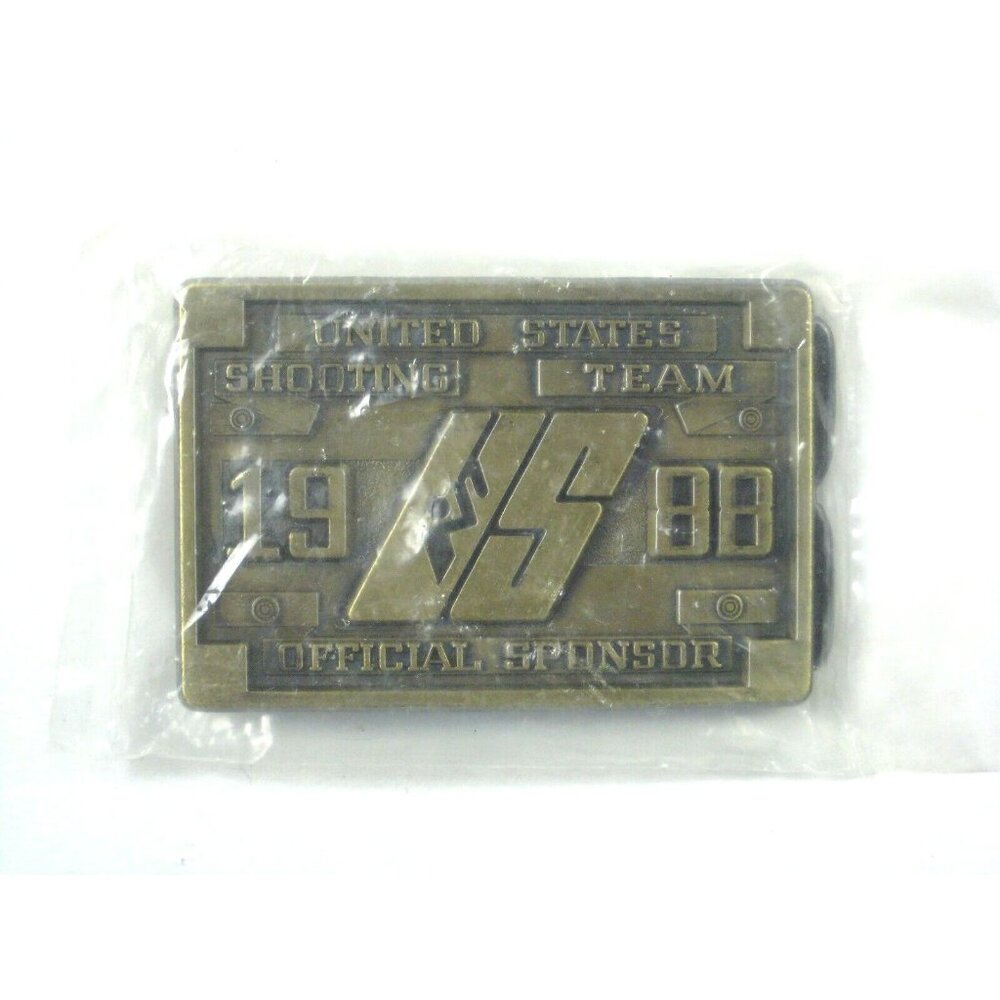 US Olympic Shooting Team Belt Buckle Vintage 1988 Brass South Korea